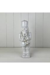 KDMD Festive Glazed Ceramic Nutcracker Ornament with Textured Detail - 33mm in Grey - thumbnail 2