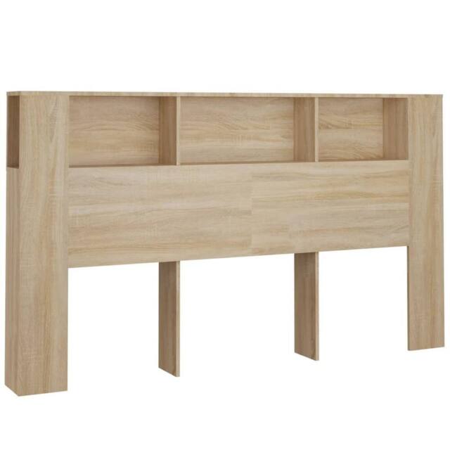 Berkfield Home Headboard Cabinet Sonoma Oak 180x18.5x104.5 cm in Light Brown - image 1