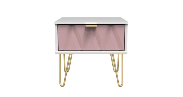 Ready Assembled 2 U Dallas 1 Drawer Bedside (Ready Assembled) in Dusty Pink - image 1