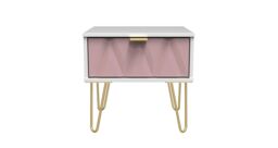 Ready Assembled 2 U Dallas 1 Drawer Bedside (Ready Assembled) in Dusty Pink