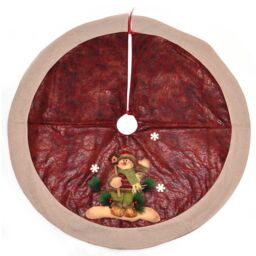 Shatchi Deluxe Christmas Tree Skirt Base Cover with 3D Handmade Xmas Width 122cm Perfect for 5ft-8ft Holiday Snowman in Red - thumbnail 1