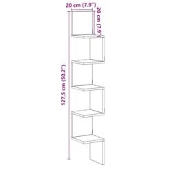 Berkfield Home Wall Corner Shelf Artisan Oak 20x20x127.5 cm Engineered Wood in Brown - thumbnail 9