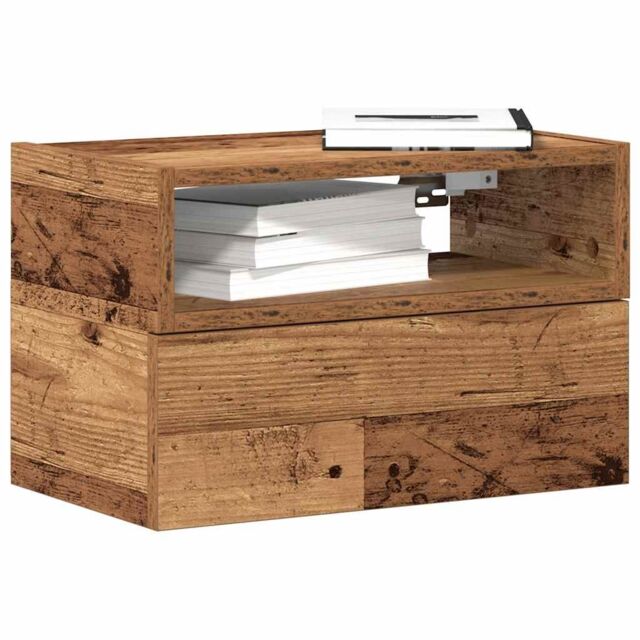 Berkfield Home Wall-mounted Bedside Cabinet Old Wood 45x26x28.5 cm in Brown - image 1
