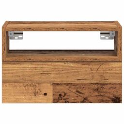 Berkfield Home Wall-mounted Bedside Cabinet Old Wood 45x26x28.5 cm in Brown - thumbnail 4