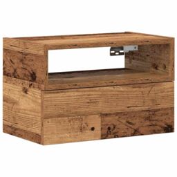Berkfield Home Wall-mounted Bedside Cabinet Old Wood 45x26x28.5 cm in Brown - thumbnail 2