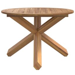 Berkfield Home Garden Table √ò109x74 cm Solid Wood Teak in Brown - Size: 109x74 cm - thumbnail 4
