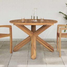 Berkfield Home Garden Table √ò109x74 cm Solid Wood Teak in Brown - Size: 109x74 cm - thumbnail 3