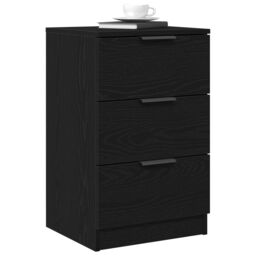 Berkfield Home Black Oak Bedside Cabinet - 40x65x65 cm, Made from Engineered Wood - Size: 40 x 65 x 65 cm - thumbnail 3