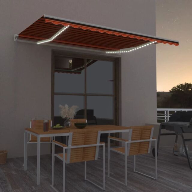 Berkfield Home Manual Retractable Awning with LED 400x300 cm Orange & Brown - image 1
