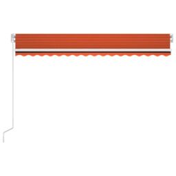 Berkfield Home Manual Retractable Awning with LED 400x300 cm Orange & Brown - thumbnail 3