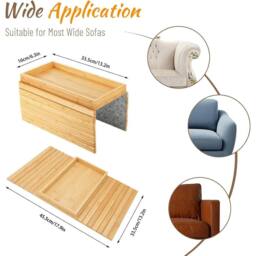 Nordara Bamboo Armrest Organizer - Remote Control Tray for Sofa/Settee in Brown - thumbnail 2
