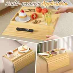 Nordara Bamboo Armrest Organizer - Remote Control Tray for Sofa/Settee in Brown - thumbnail 5