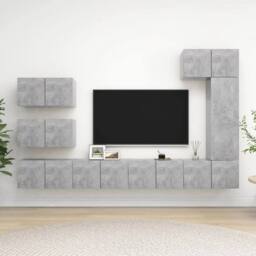 Berkfield Home Modern 8 Piece TV Cabinet Set Concrete Grey Engineered Wood - thumbnail 2