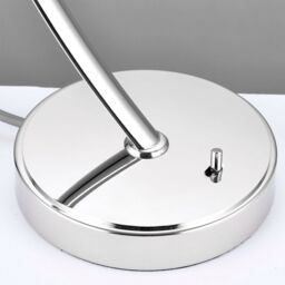 Loops Modern Curved Table Lamp Nickel & White Shade Metal Arm Bedside Feature Light in Metallics - thumbnail 3