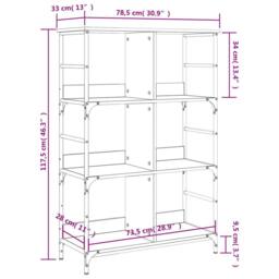 Berkfield Home Bookshelf Black 78.5x33x117.5 cm Engineered Wood - thumbnail 9