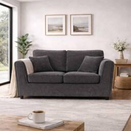 Furnishings For Less UK Ascot Large 2 Seater Sofa Chenille Fabric Charcoal Couch