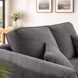 Furnishings For Less UK Ascot Large 2 Seater Sofa Chenille Fabric Charcoal Couch - thumbnail 3