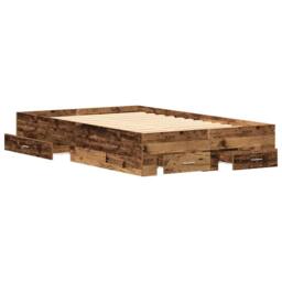 Berkfield Home Bed Frame with Drawers Old Wood 120x200 cm Engineered Wood in Brown - thumbnail 5