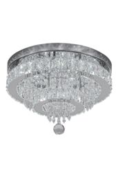 H&O Direct Elegant Double Layer Crystal Waterfall Round Ceiling Light in Silver - thumbnail 4