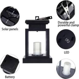 Havendro 3Pcs Solar LED Lantern Lights Waterproof Lawn Garden UK in Black - thumbnail 7