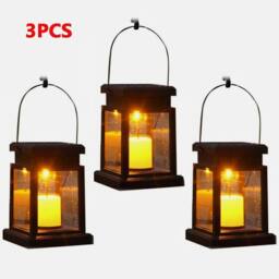 Havendro 3Pcs Solar LED Lantern Lights Waterproof Lawn Garden UK in Black - thumbnail 3