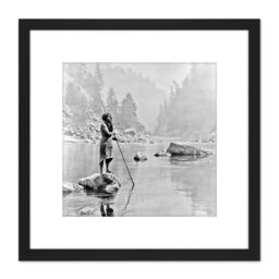 Artery8 Curtis Native American Hupa Smoky Day Sugar Bowl Photo 8X8 Inch Square Wooden Framed Wall Art Print Picture with Mount in Black - thumbnail 1