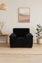 LUXURY LIFE Amalfi Jumbo Cord Fabric 1 Seater Sofa in Black