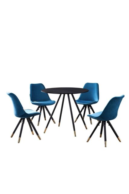 Life Interiors Sofia' Dorchester LUX Dining Set with a Table & Chairs Set of 4 in Blue - image 1