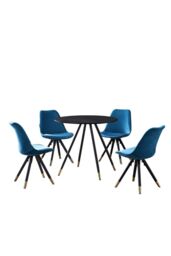 Life Interiors Sofia' Dorchester LUX Dining Set with a Table & Chairs Set of 4 in Blue - thumbnail 1