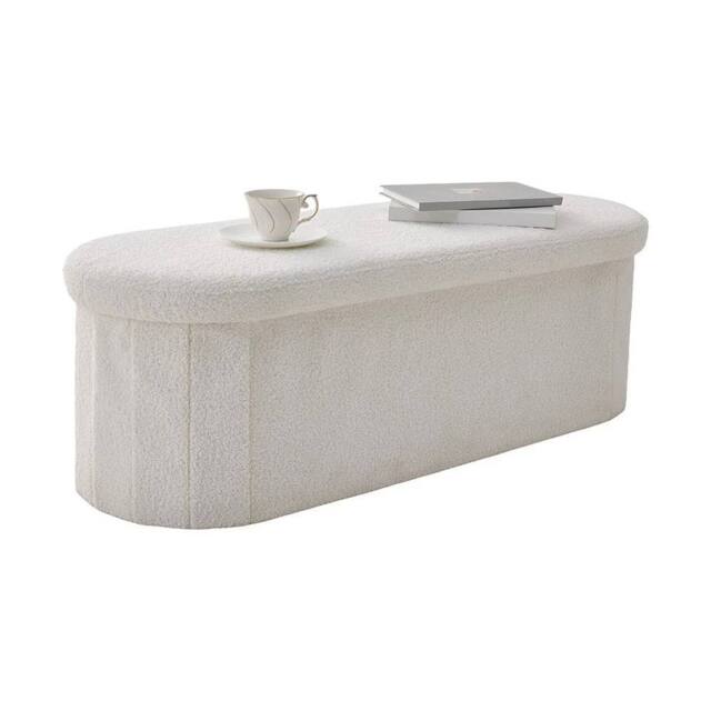 FORGEVIO White Folding Storage Box Bedroom Bed End Footstool Bench - image 1