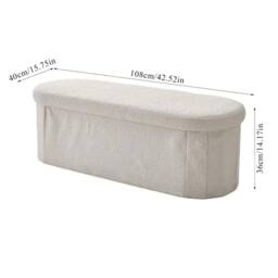 FORGEVIO White Folding Storage Box Bedroom Bed End Footstool Bench - thumbnail 2
