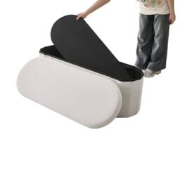 FORGEVIO White Folding Storage Box Bedroom Bed End Footstool Bench - thumbnail 3