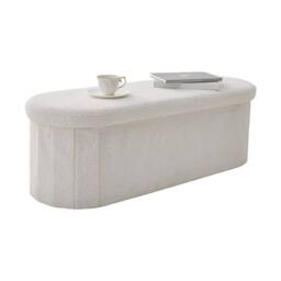 FORGEVIO White Folding Storage Box Bedroom Bed End Footstool Bench - thumbnail 1
