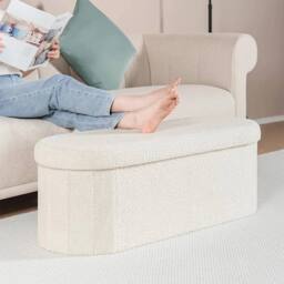 FORGEVIO White Folding Storage Box Bedroom Bed End Footstool Bench - thumbnail 5