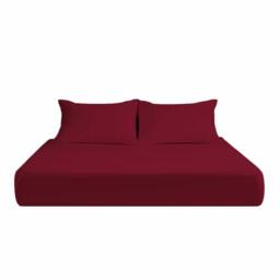 Snug City Microfibre Soft Touch Fitted Sheet 25cm Skirt Plain Dyed Bed Linen in Red - Size: Super King - thumbnail 2