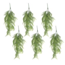 Leaf Artificial Hanging Trailing Plant UV Fire Resistant Button Fern 82cm Pack of 6 in Green - thumbnail 1