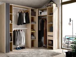 Vente-unique Extendable Corner Open Wardrobe - W164/234 Cm - Oak & Grey - DORIAN in Light Oak - thumbnail 1