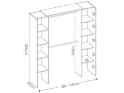 Vente-unique Extendable Corner Open Wardrobe - W164/234 Cm - Oak & Grey - DORIAN in Light Oak - thumbnail 7