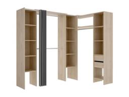 Vente-unique Extendable Corner Open Wardrobe - W164/234 Cm - Oak & Grey - DORIAN in Light Oak - thumbnail 2