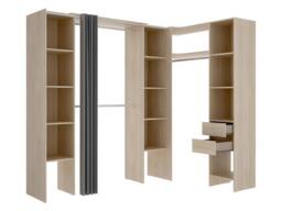 Vente-unique Extendable Corner Open Wardrobe - W164/234 Cm - Oak & Grey - DORIAN in Light Oak - thumbnail 5