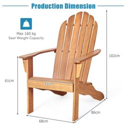 Costway Adirondack Chair Acacia Wood Adirondack Lounger Chair with Slatted Seating in Orange - thumbnail 2