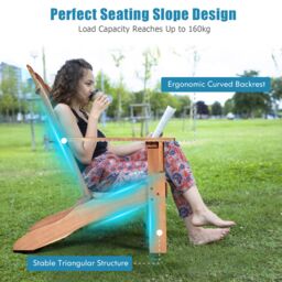 Costway Adirondack Chair Acacia Wood Adirondack Lounger Chair with Slatted Seating in Orange - thumbnail 5