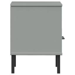 Berkfield Home Beautiful Bedside Cabinet with Metal Legs Grey Solid Wood Pine OSLO - thumbnail 6