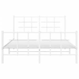 Berkfield Home Metal Bed Frame without Mattress with Footboard White 135x190cm - Size: 135x190 cm - thumbnail 5