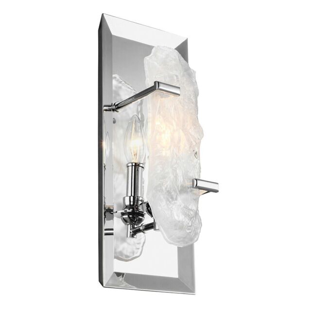 Loops Wall Light Crystal Glass Held By Chrome Arms Concealed Bulb Chrome LED E14 60W in Clear