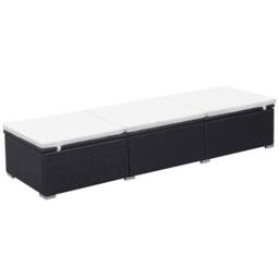 Berkfield Home Sun Lounger with Cream White Cushion Poly Rattan Black - thumbnail 4