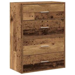 Berkfield Home Durable Cabinets with 2 Drawers 2 pcs Old Wood 60x31x40 cm Engine in Brown - Size: 60 x 31 x 40 cm - thumbnail 3