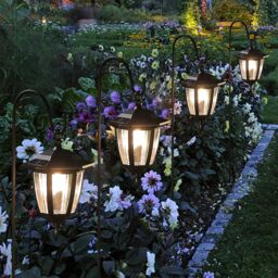 2 Pack Solar Powered LED Hanging Garden Lanterns with Shepherds Hooks - thumbnail 4