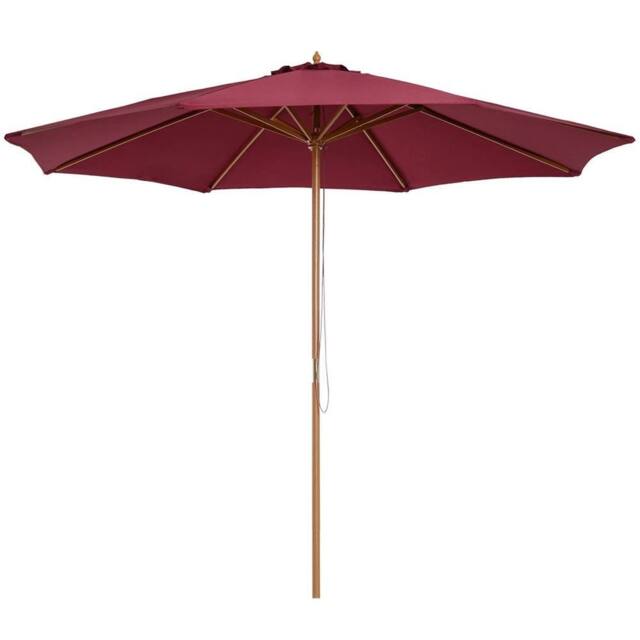 Nordara Wooden Garden Parasol Sun Shade Outdoor Umbrella Canopy in Red - image 1
