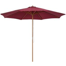 Nordara Wooden Garden Parasol Sun Shade Outdoor Umbrella Canopy in Red - thumbnail 5